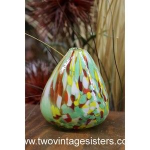 Murano Splatter Glass Bud Vase Multi Color